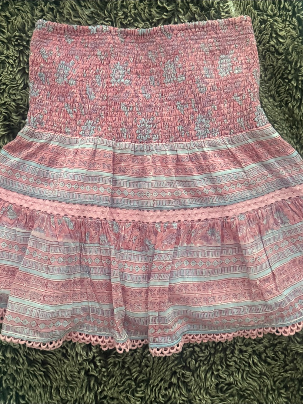 Boho Pink Tiered Smocked Waist Skirt